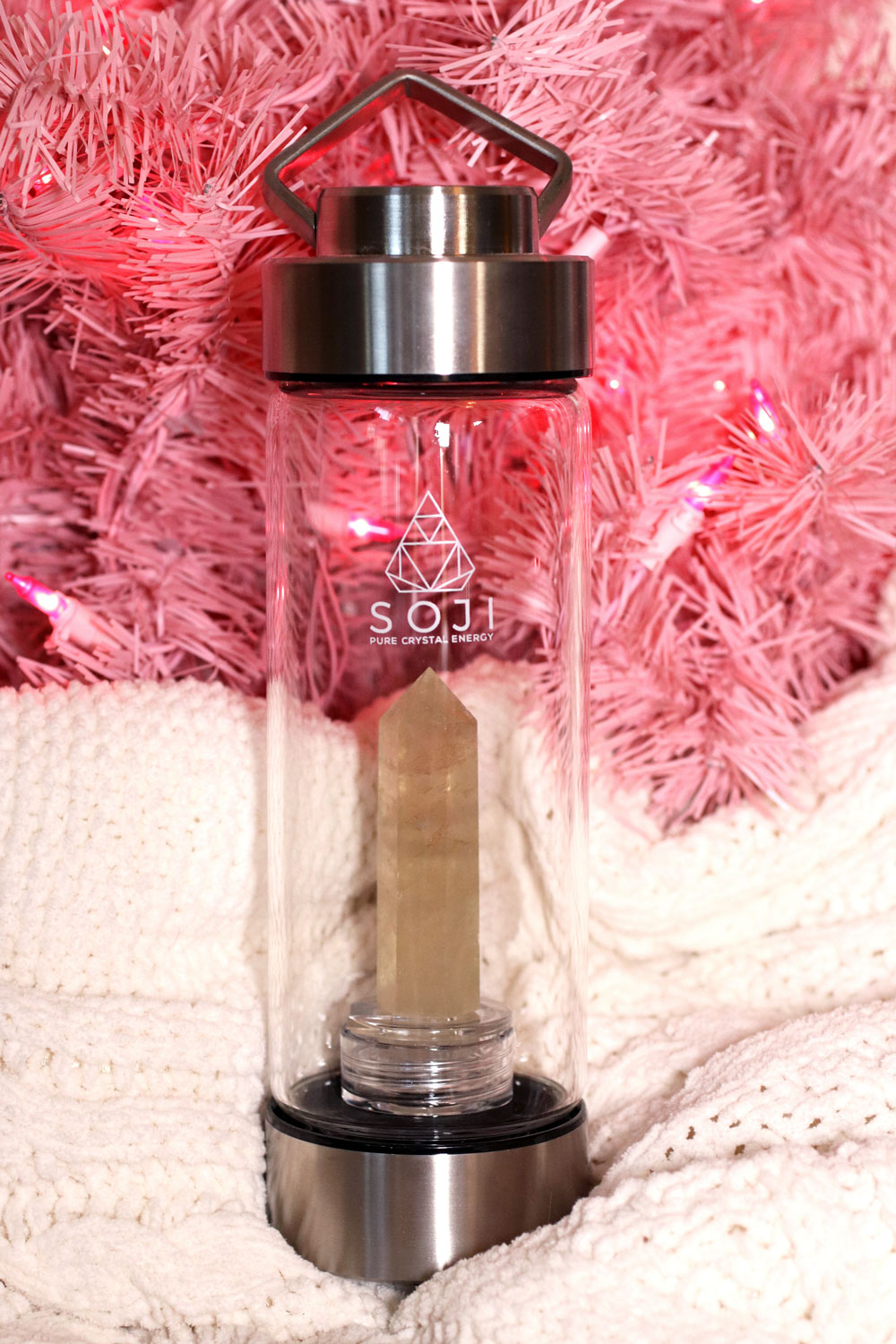 Woman Owned Holiday Gift Guide 2019 - Soji crystal water bottle gift idea