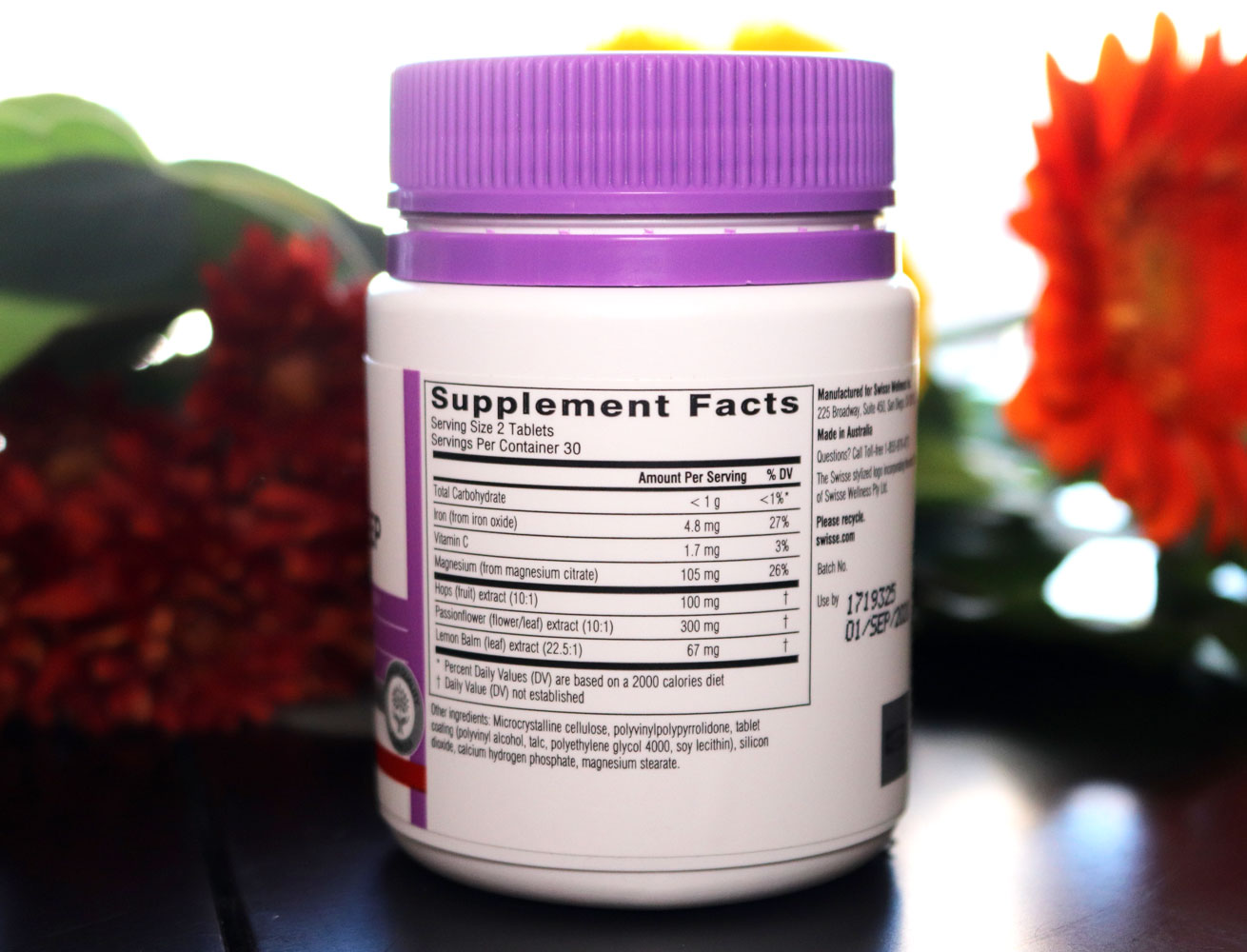 Swisse Relax and Sleep Nutrition Facts