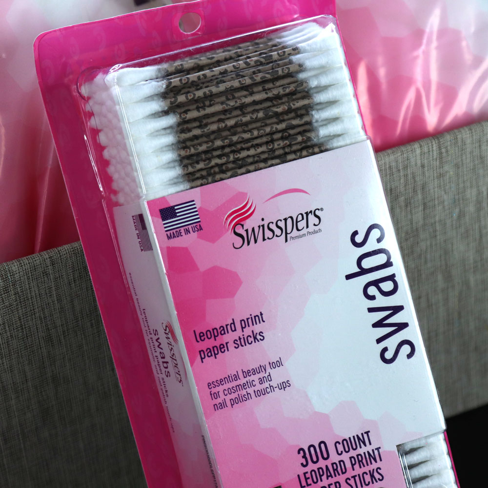 Swisspers leopard print cotton swab sticks